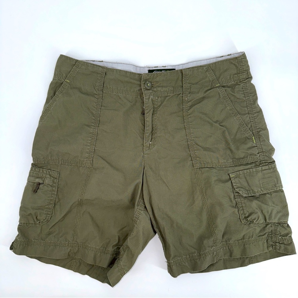 5/$25 Eddie Bauer olive green organic cotton cargo shorts